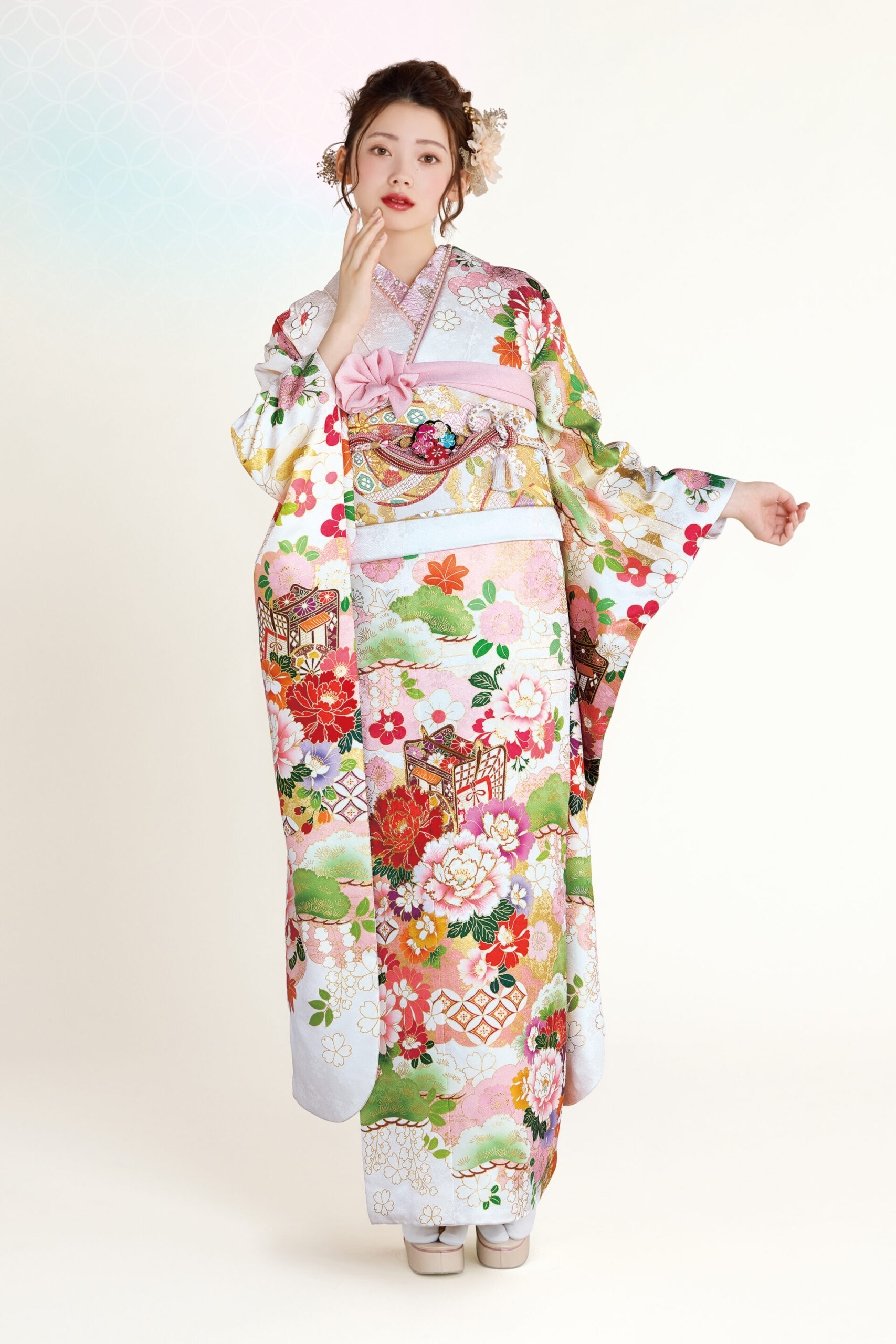 白ピンク×大花の華やぎ古典の画像