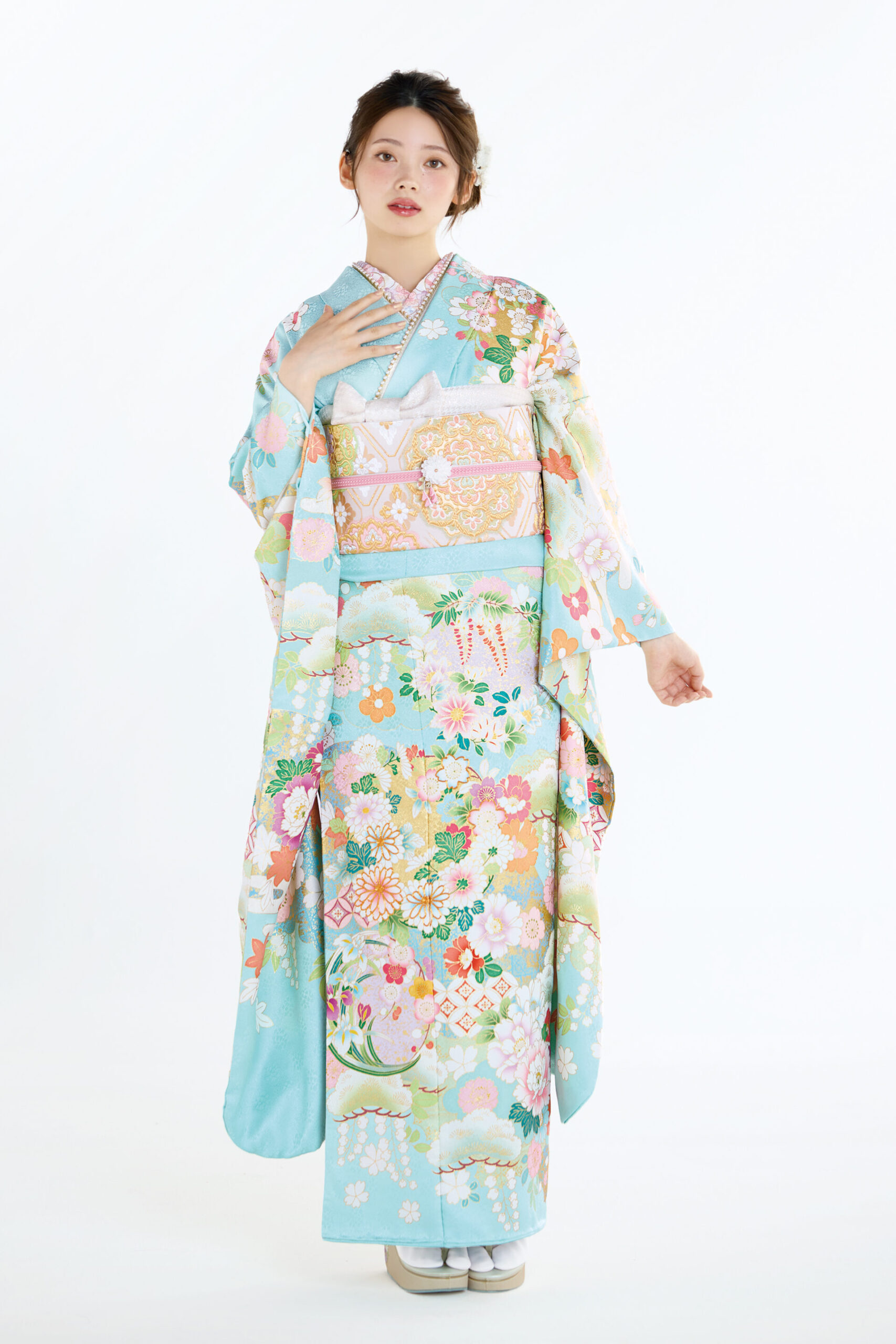 淡い水色×金彩の優美な古典の画像